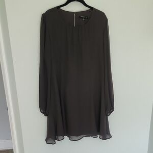 Sharagano Gray A-line Bishop Sleeve Dress